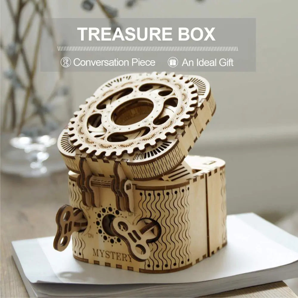 123-Piece 3D Treasure Box Puzzle - Creative DIY Wooden Assembly Game