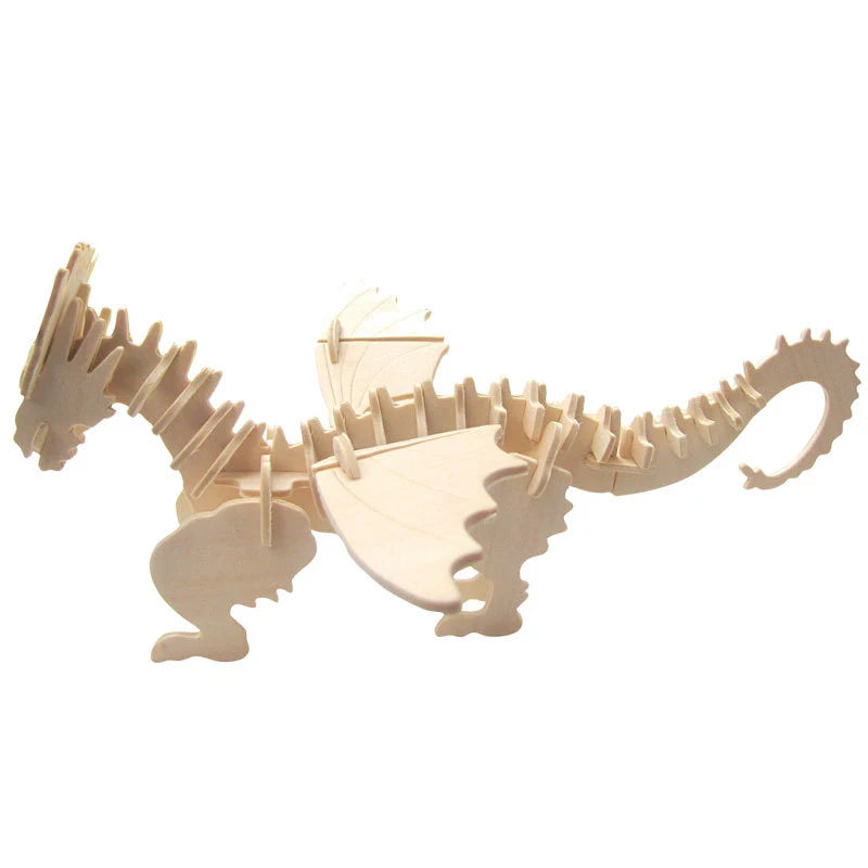 3D Dinosaur Puzzle: Wooden DIY Educational Toy Kit for Kids - Creative Handcrafting Experience for Young Explorers