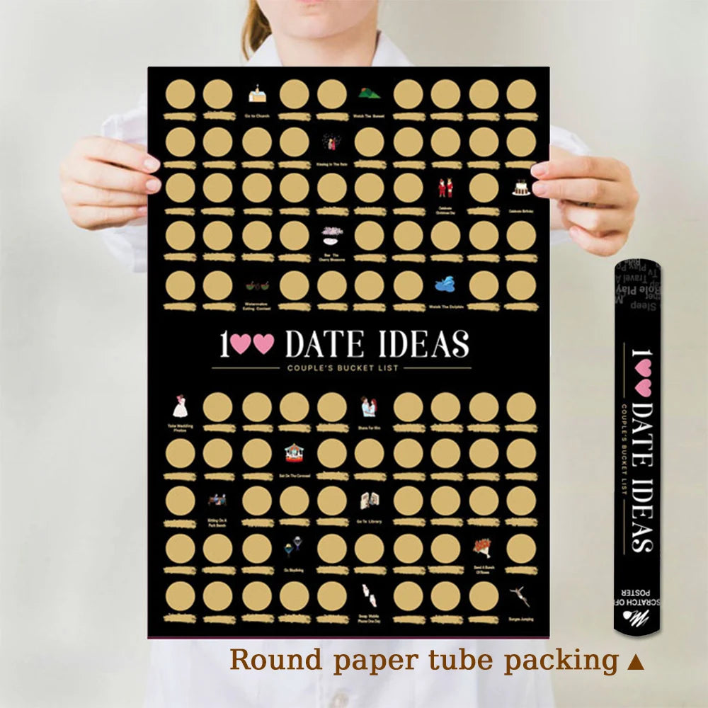 100 Things To Do Couples Date Ideas Scratch Off Poster